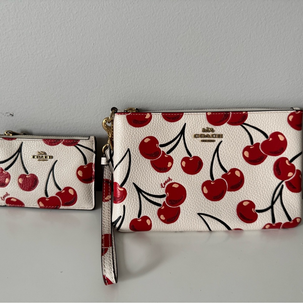 Coach Cherry Pattern Wristlet Duo
